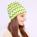 Lime Green And White Chevron Print Beanie