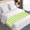 Lime Green And White Chevron Print Bed Runner