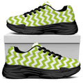 Lime Green And White Chevron Print Black Chunky Shoes