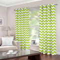 Lime Green And White Chevron Print Dimout Grommet Curtains