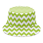 Lime Green And White Chevron Print Bucket Hat