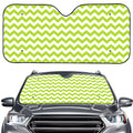 Lime Green And White Chevron Print Car Windshield Sun Shade