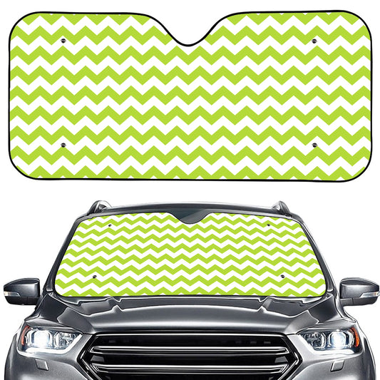 Lime Green And White Chevron Print Car Windshield Sun Shade