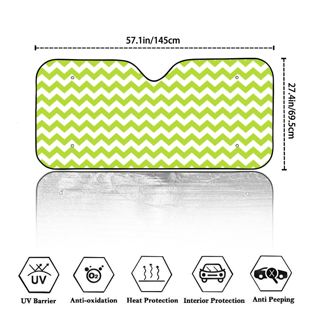 Lime Green And White Chevron Print Car Windshield Sun Shade