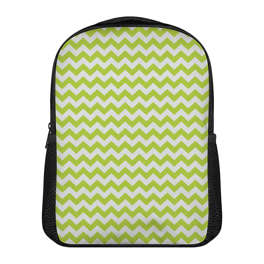 Lime Green And White Chevron Print Casual Backpack