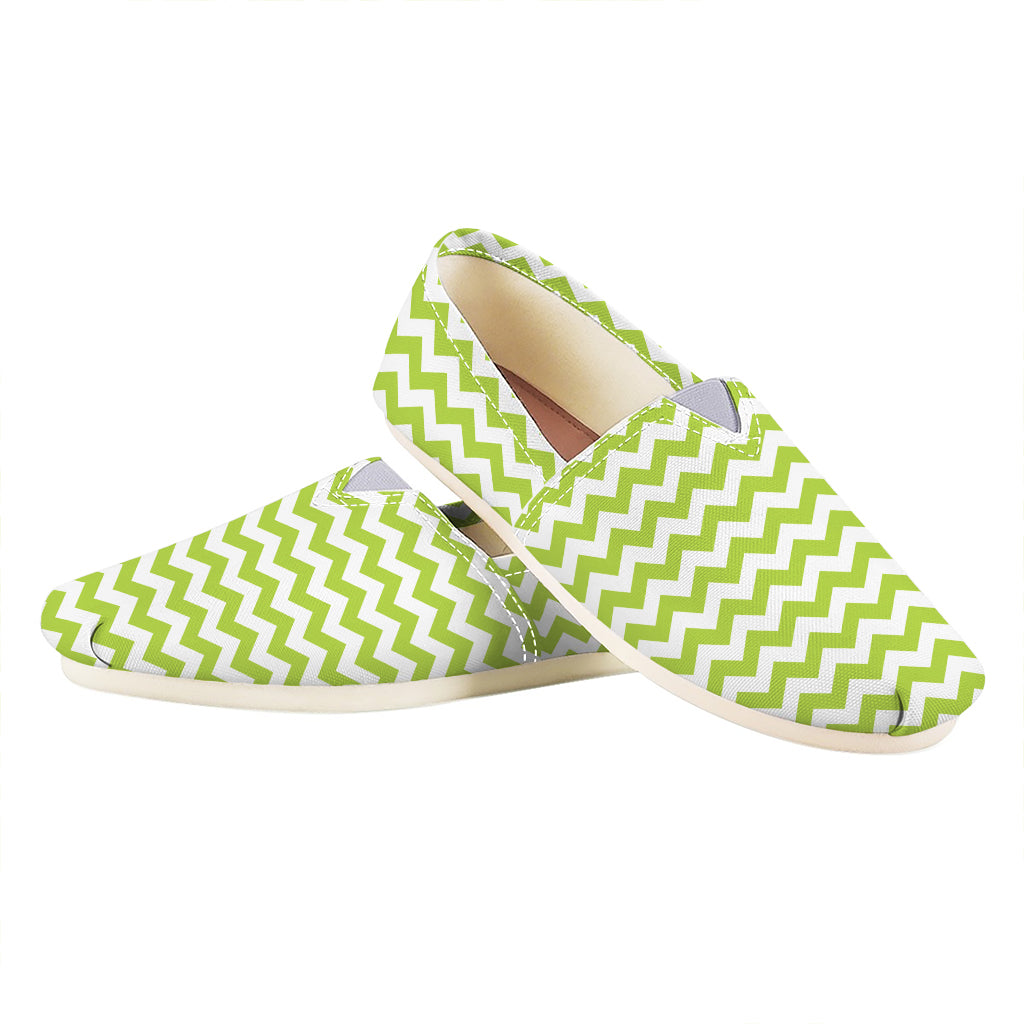 Lime Green And White Chevron Print Casual Shoes