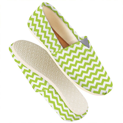 Lime Green And White Chevron Print Casual Shoes