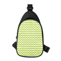 Lime Green And White Chevron Print Sling Bag