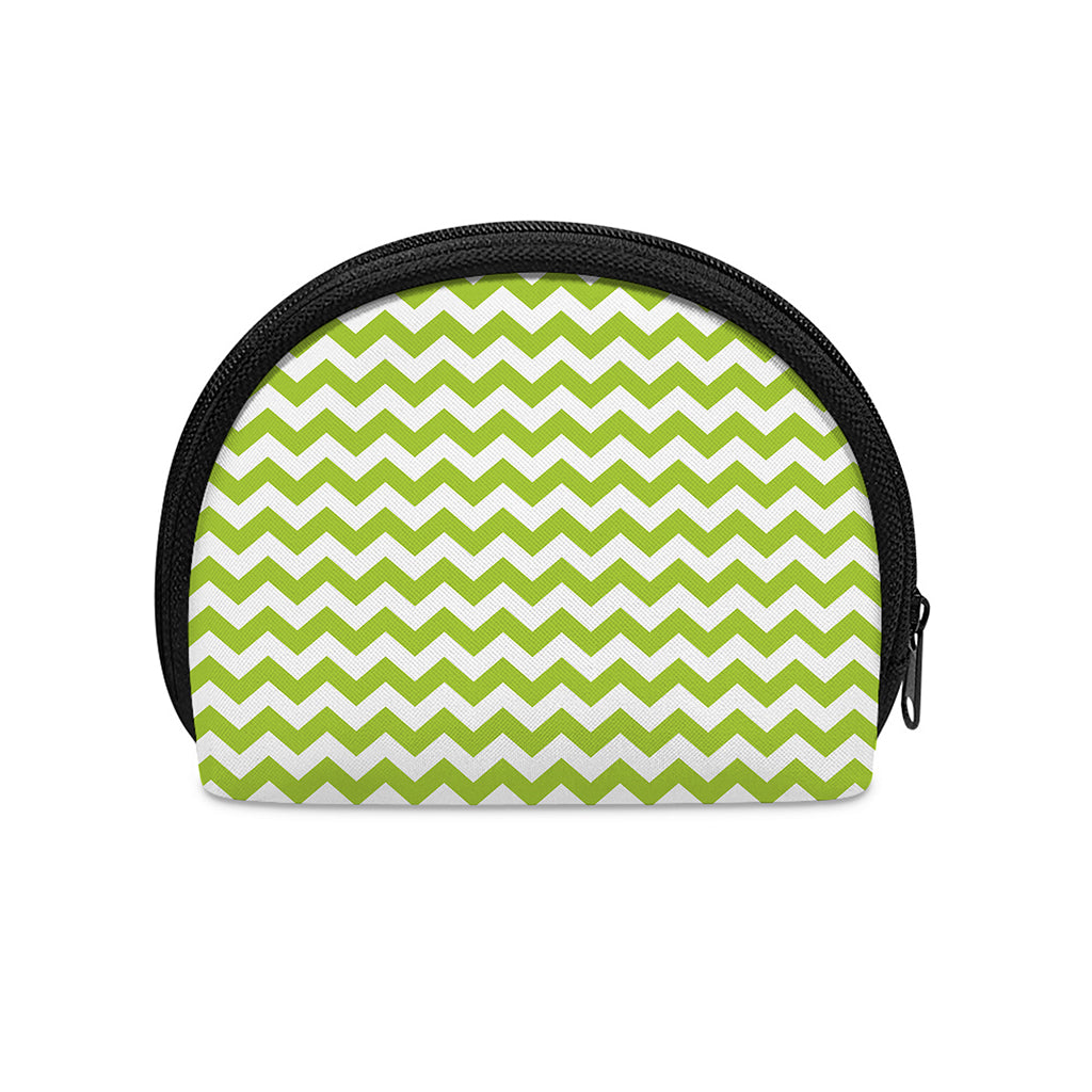 Lime Green And White Chevron Print Coin Purse