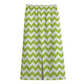 Lime Green And White Chevron Print Cotton Front Slit Maxi Skirt