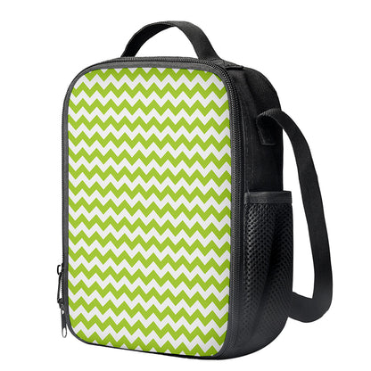 Lime Green And White Chevron Print Crossbody Lunch Bag