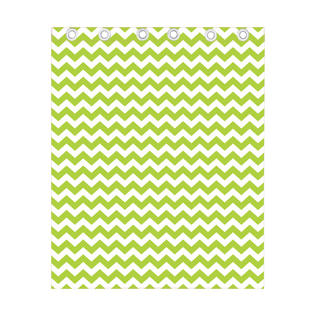 Lime Green And White Chevron Print Curtain