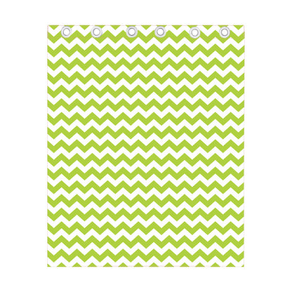 Lime Green And White Chevron Print Curtain