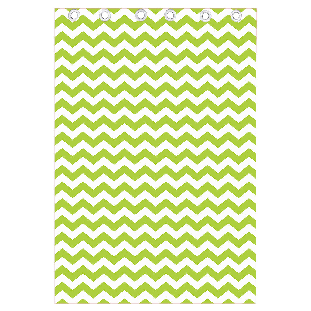 Lime Green And White Chevron Print Curtain