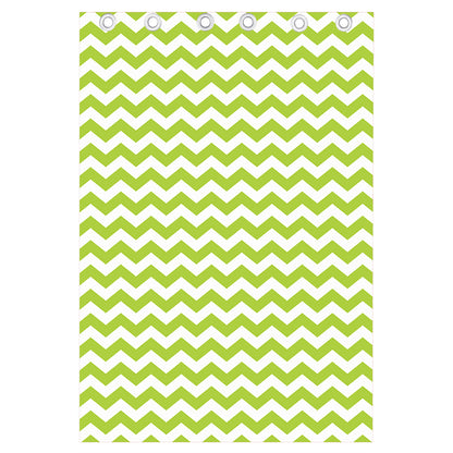 Lime Green And White Chevron Print Curtain