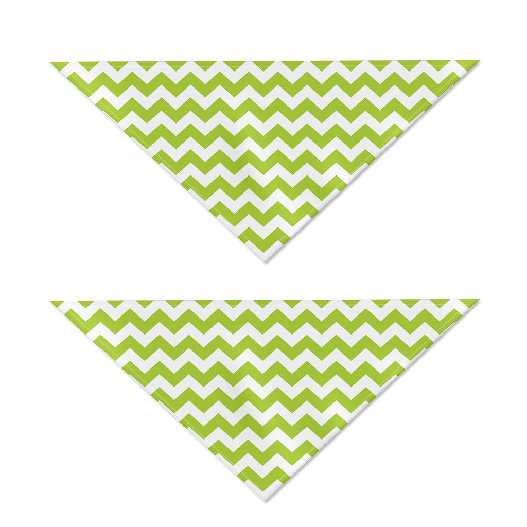 Lime Green And White Chevron Print Dog Bandana