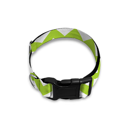 Lime Green And White Chevron Print Dog Collar