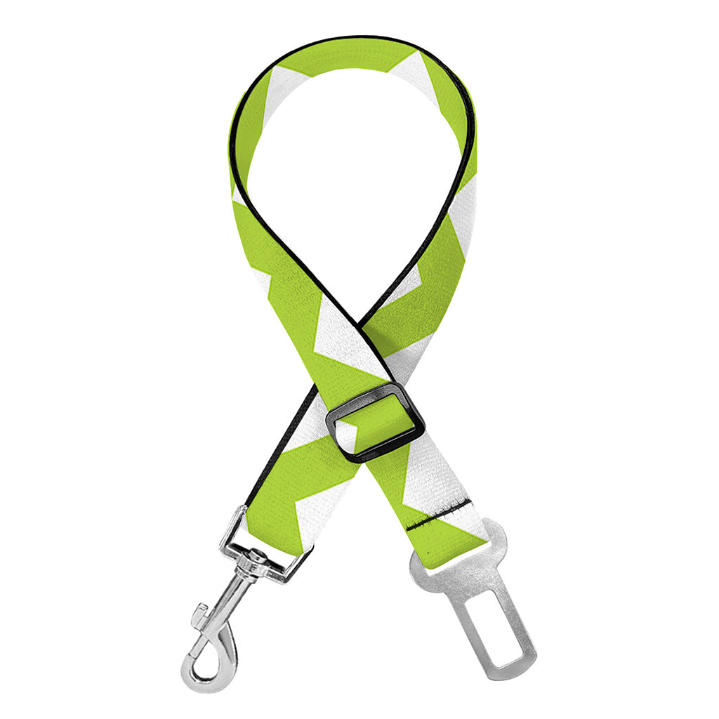 Lime Green And White Chevron Print Dog Seat Belt