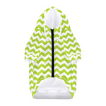 Lime Green And White Chevron Print Dog Zip Up Hoodie