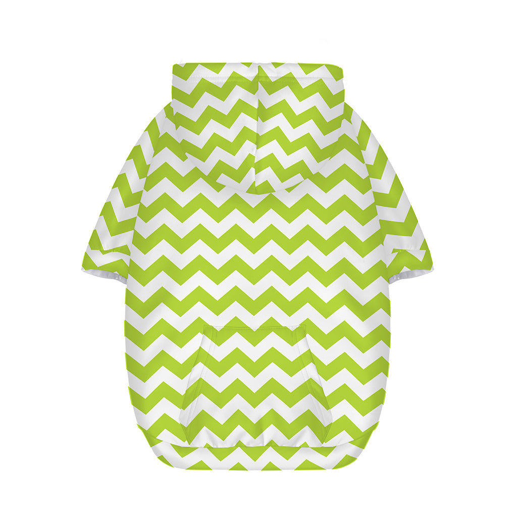 Lime Green And White Chevron Print Dog Zip Up Hoodie