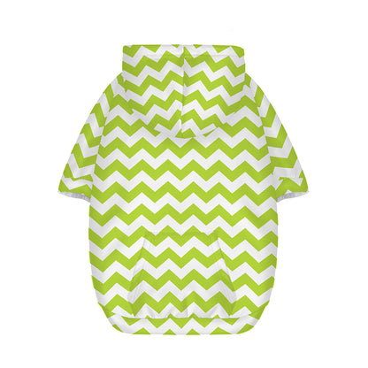 Lime Green And White Chevron Print Dog Zip Up Hoodie