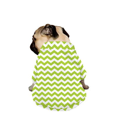 Lime Green And White Chevron Print Dog Zip Up Jacket