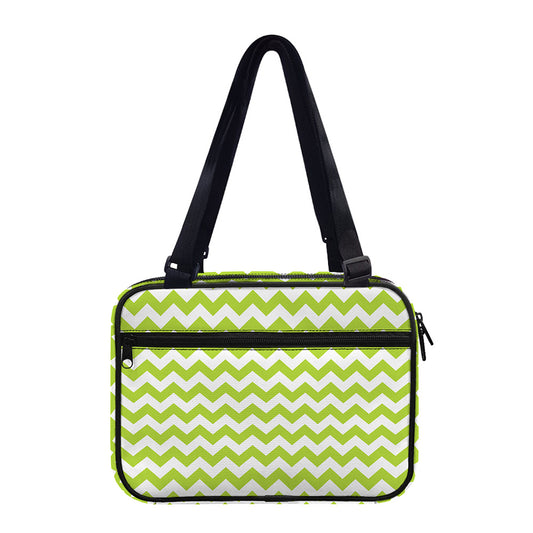 Lime Green And White Chevron Print Double Strap Bible Bag