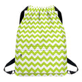 Lime Green And White Chevron Print Drawstring Backpack