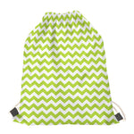 Lime Green And White Chevron Print Drawstring Bag