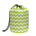 Lime Green And White Chevron Print Drawstring Makeup Bag