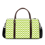 Lime Green And White Chevron Print Duffle Bag