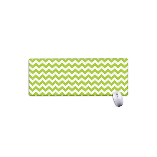 Lime Green And White Chevron Print Extended Mouse Pad