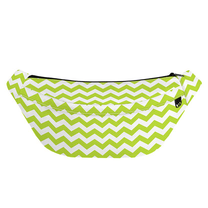 Lime Green And White Chevron Print Fanny Pack