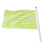 Lime Green And White Chevron Print Flag