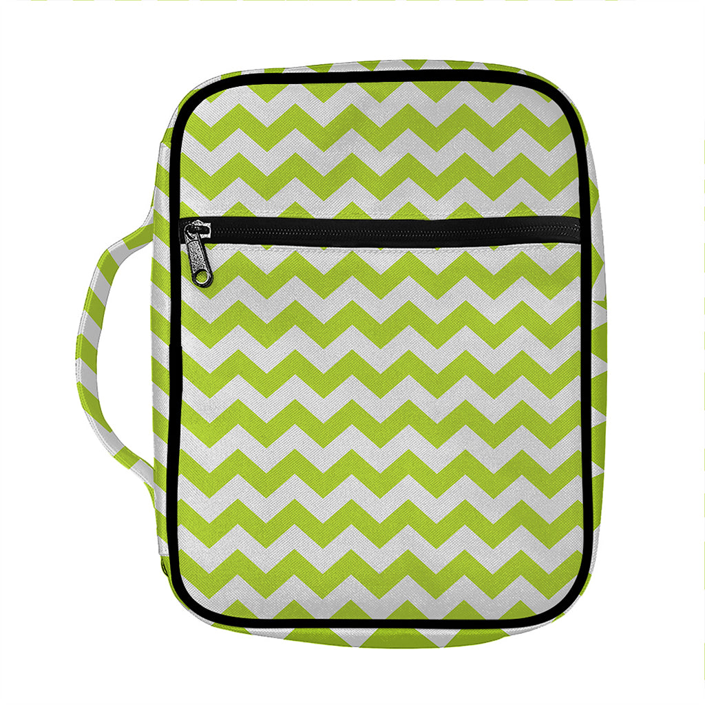 Lime Green And White Chevron Print Front Pocket Bible Bag
