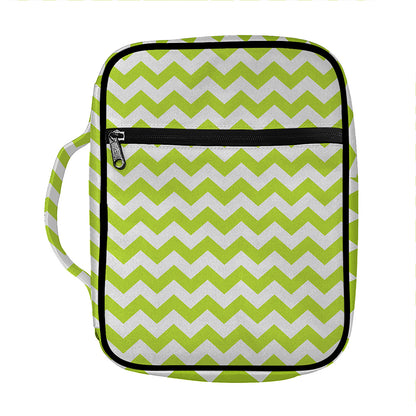 Lime Green And White Chevron Print Front Pocket Bible Bag