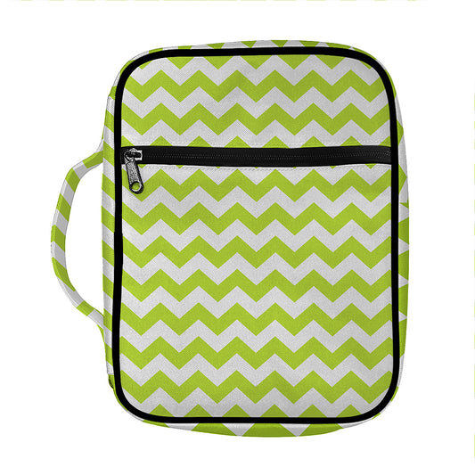 Lime Green And White Chevron Print Front Pocket Bible Bag