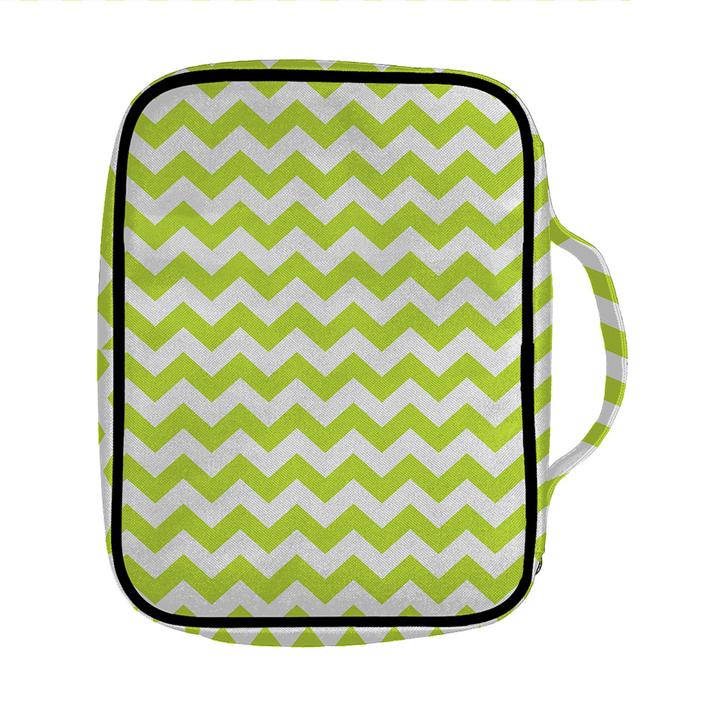 Lime Green And White Chevron Print Front Pocket Bible Bag