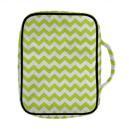 Lime Green And White Chevron Print Front Pocket Bible Bag