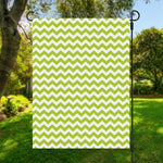 Lime Green And White Chevron Print Garden Flag