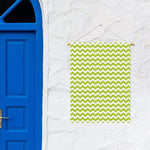 Lime Green And White Chevron Print Garden Flag