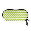 Lime Green And White Chevron Print Glasses Case