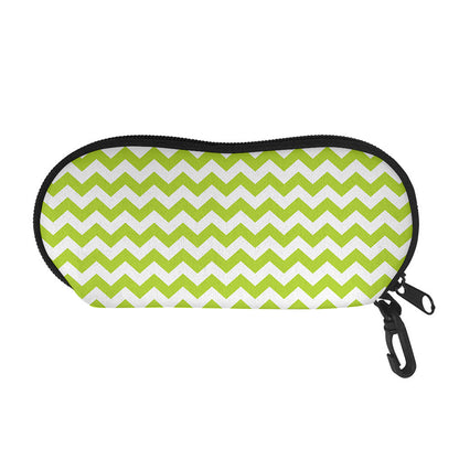 Lime Green And White Chevron Print Glasses Case