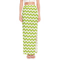 Lime Green And White Chevron Print High Slit Maxi Skirt
