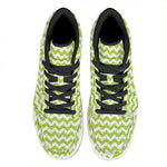 Lime Green And White Chevron Print High Top Leather Sneakers
