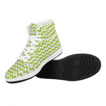 Lime Green And White Chevron Print High Top Leather Sneakers