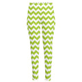 Lime Green And White Chevron Print High-Waisted Pocket Leggings