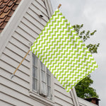 Lime Green And White Chevron Print House Flag