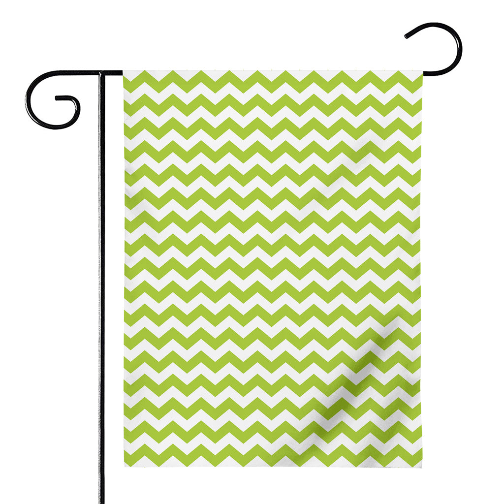Lime Green And White Chevron Print House Flag