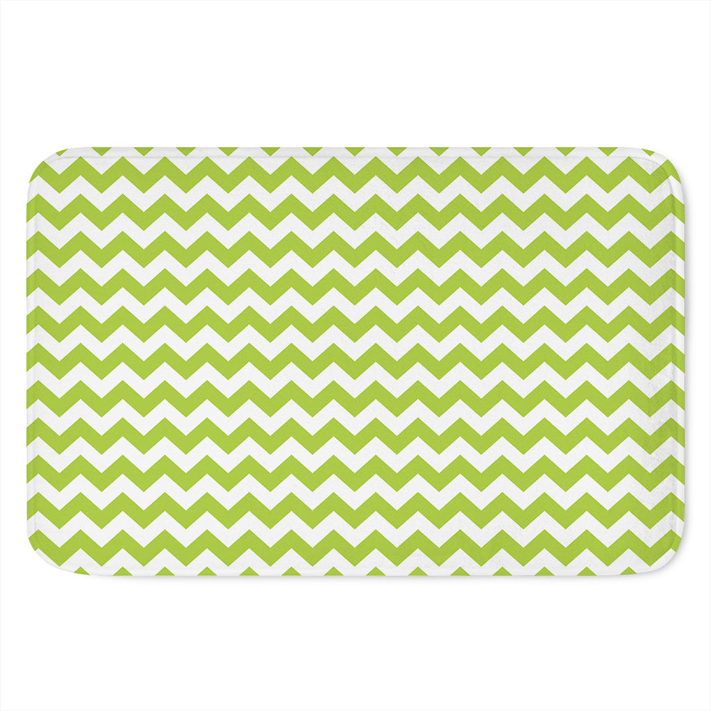 Lime Green And White Chevron Print Indoor Door Mat